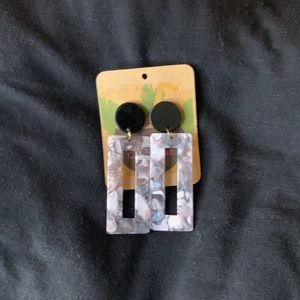 Black and gray dangle earrings